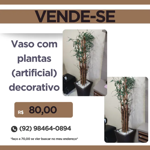 Vaso com plantas artificiais decorativo