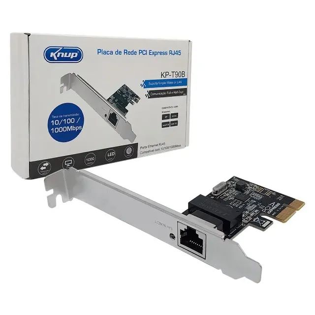 Placa De Rede Knup Kp-t90b, Pci-e 10/100/1000, Low Profile sem uso - Foto 3
