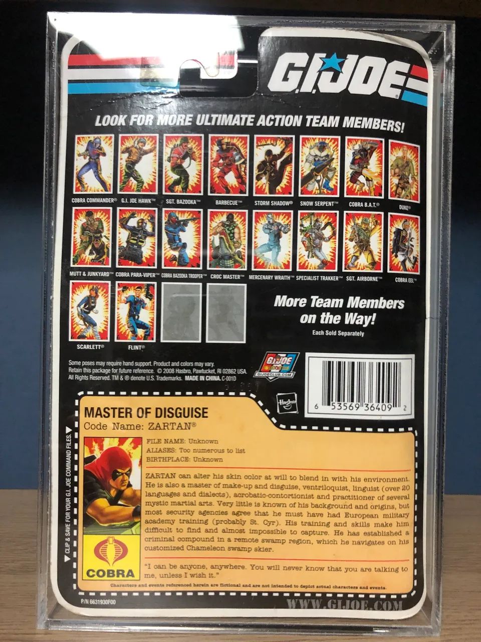 Boneco Gi Joe Hasbro Zartan Master of Disguise, lacrado e com case