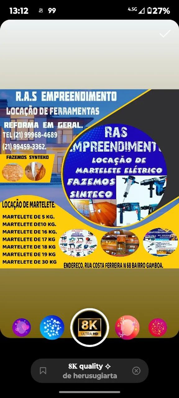 Rás.. locação de Martelos 