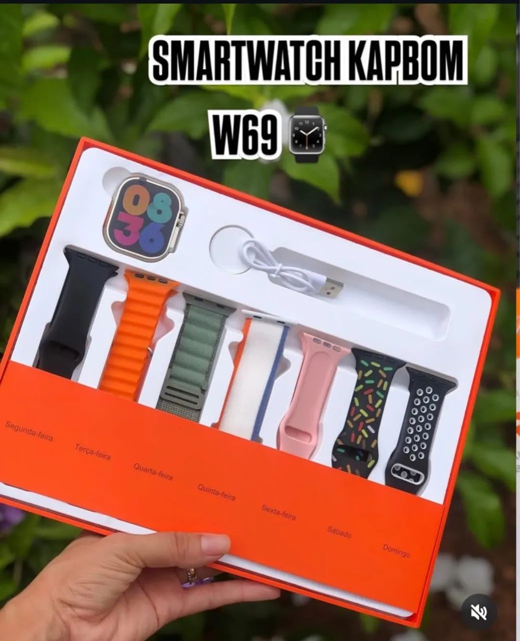 Smartwatch W69 - Pulseiras e Carregador incluso 