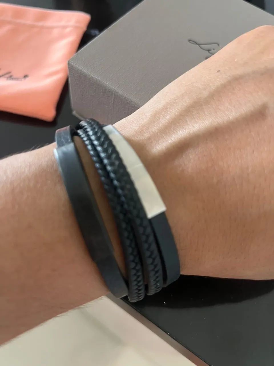 Pulseira Vivara Life em couro preto 21Cm  - Foto 4