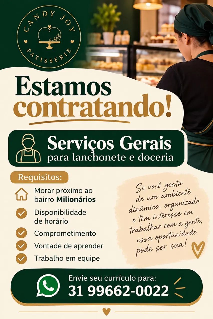 VAGA DE EMPREGO-SERVIÇOS GERAIS