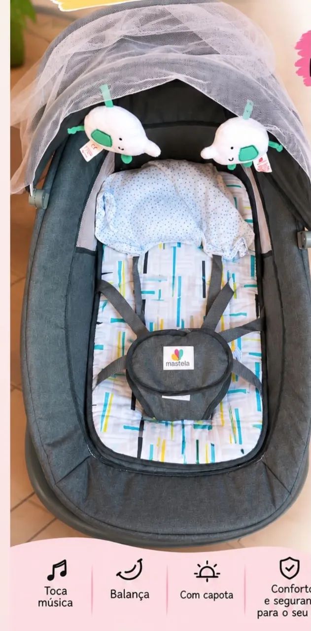 Cadeirinha musical de balanço, ideal para acalmar bebê 