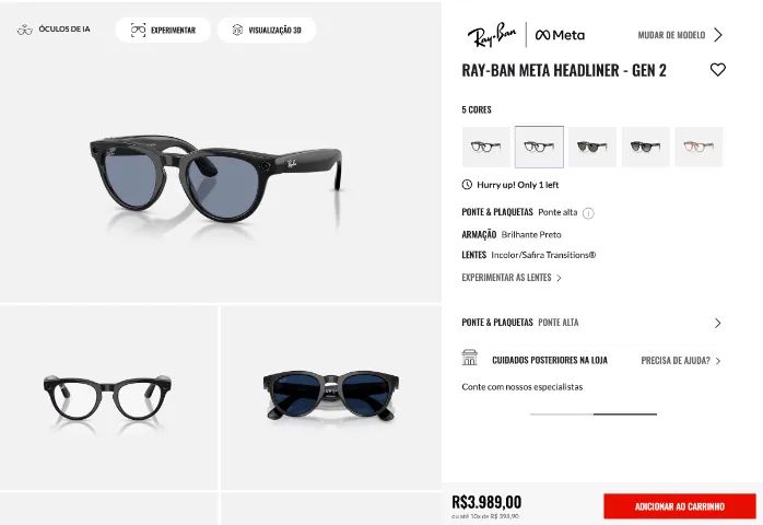 Óculos Ray-ban Meta Headliner - Geração 2 - Foto 3