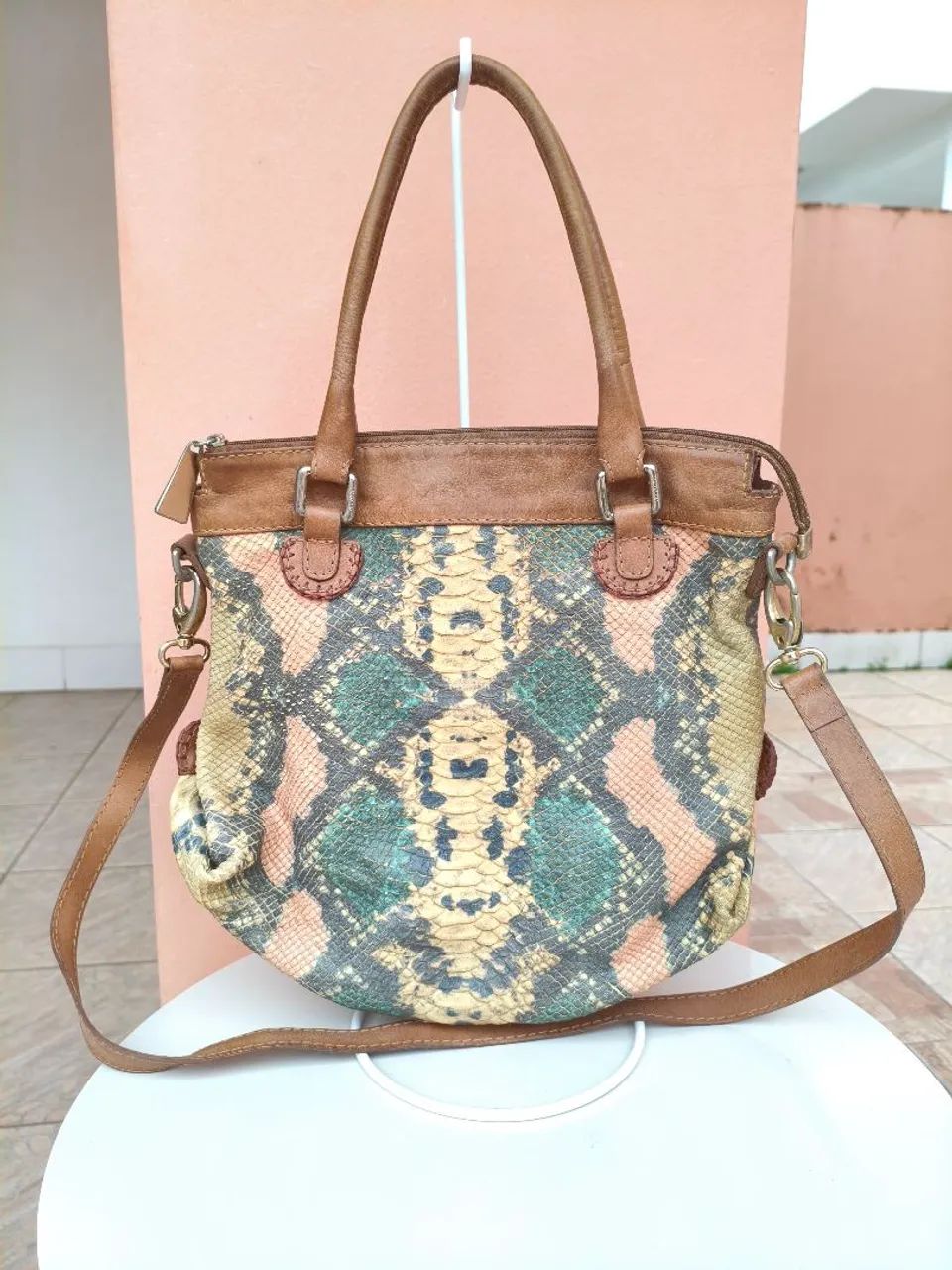 Bolsa luz da Lua de couro legítimo cobreada  - Foto 2