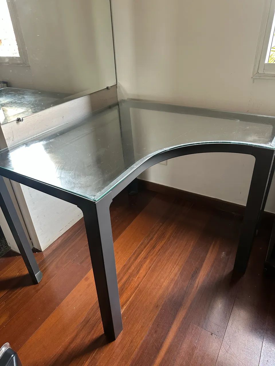 Mesa de canto estudo/escritório aço e vidro - Foto 2