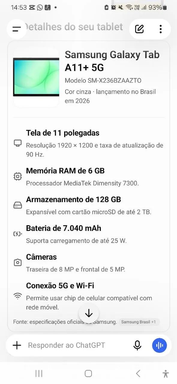 Vendo tablet a11 sansung +5 G