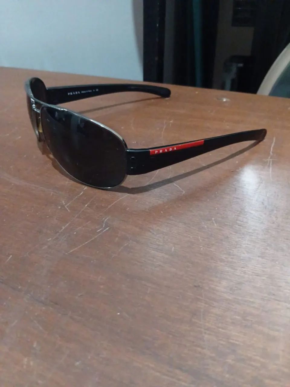 Óculos de Sol Prada Linea Rossa SPS 52G Masculino Original - Foto 5