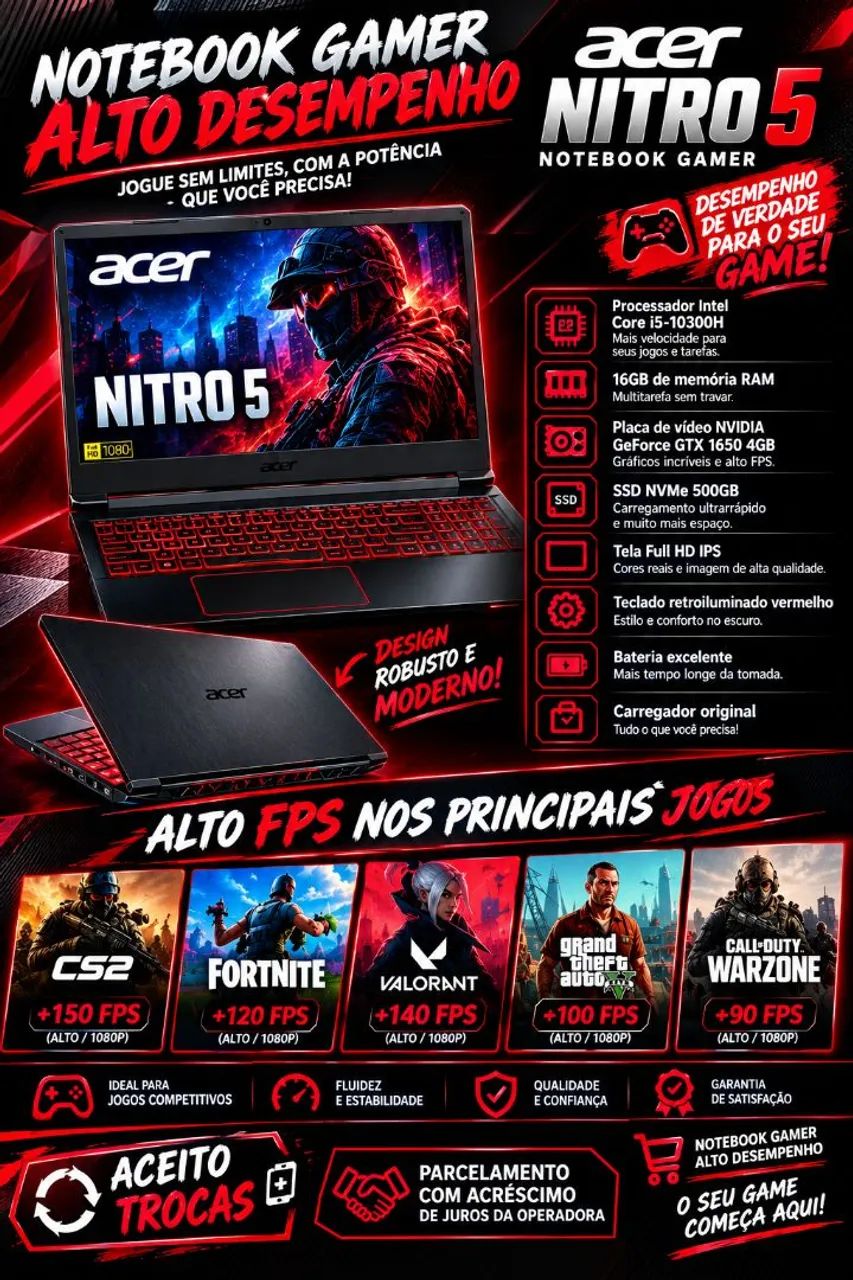ACER NITRO 5  NOTEBOOK GAMER DE 