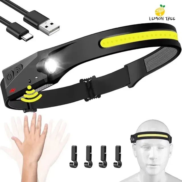 Lanterna de Cabeça Recarregável Led Corpo Motion Camping Torch Light Lamp Com Usb - Foto 3