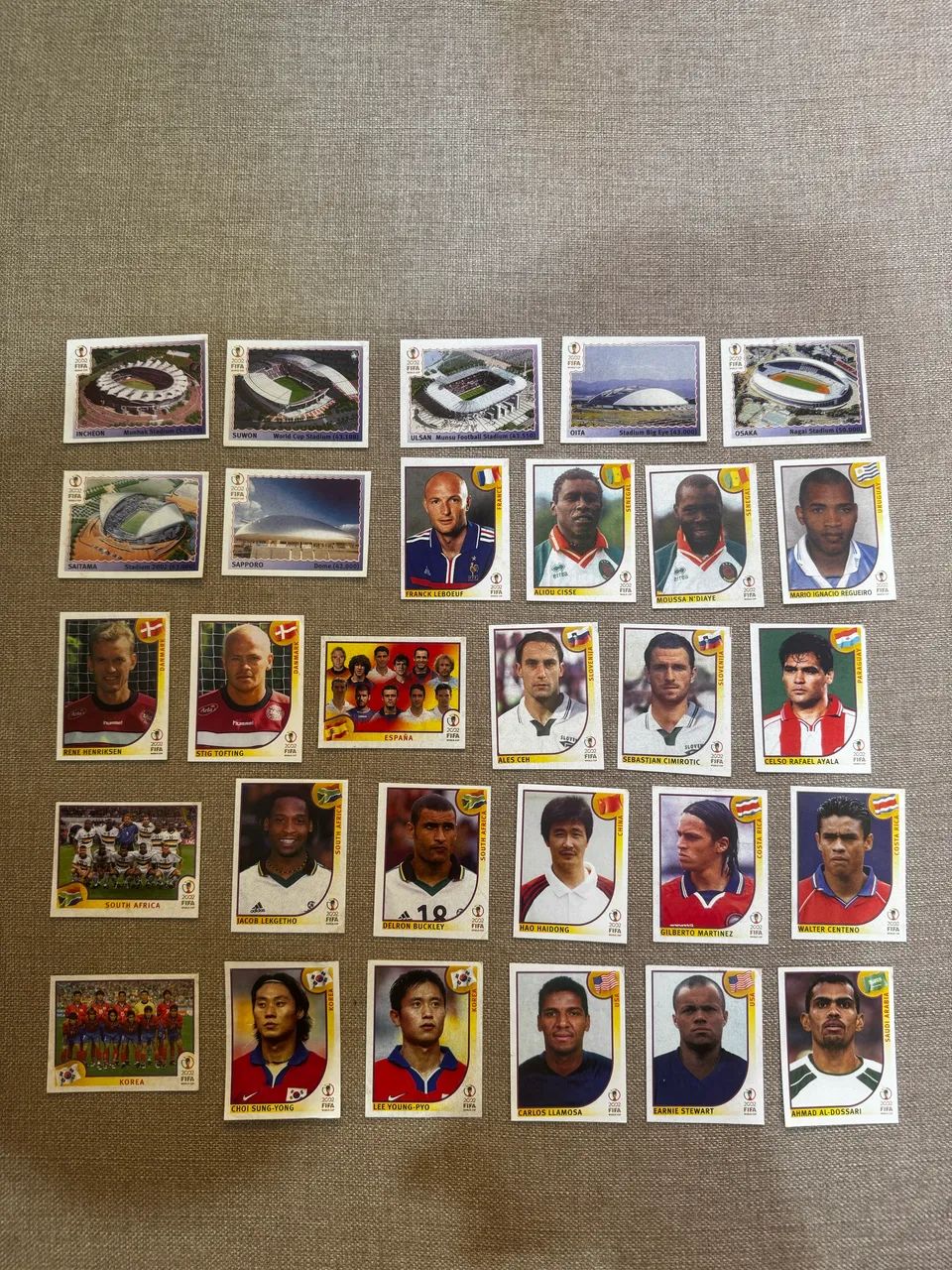 Figurinhas álbum da Copa do Mundo 2002