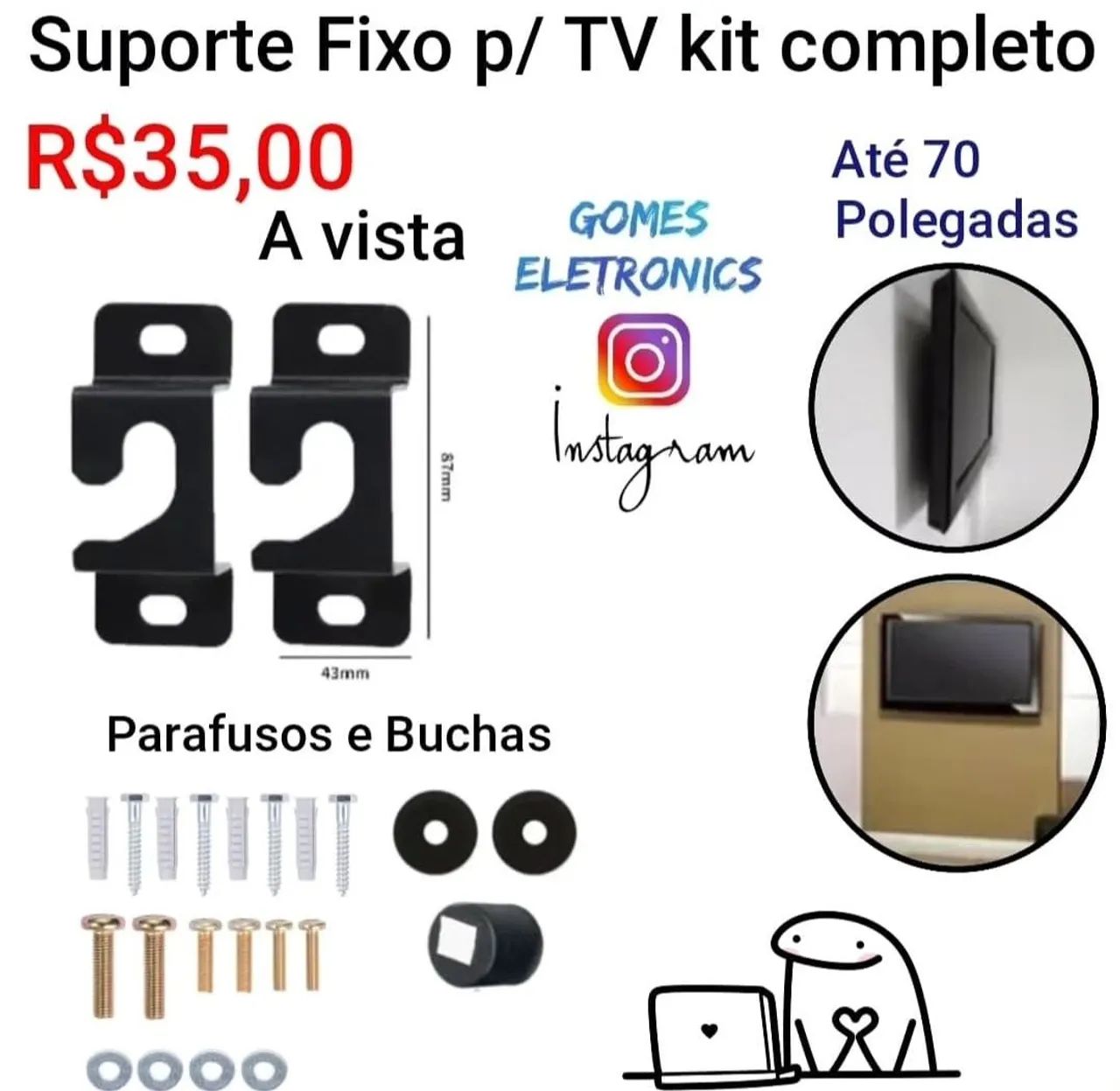 Suporte para Tv universal Led, Lcd, Smart até 70 polegadas