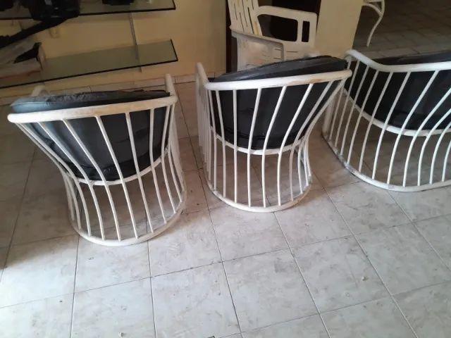 Conjunto de terraço de alumínio com centro, 2 poltronas e assento para dois lugares - Foto 5