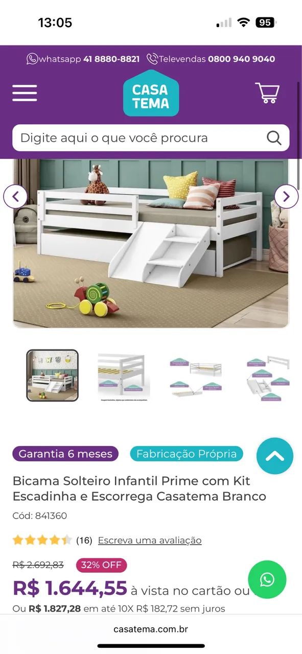Cama infantil com escorrega  - Foto 2
