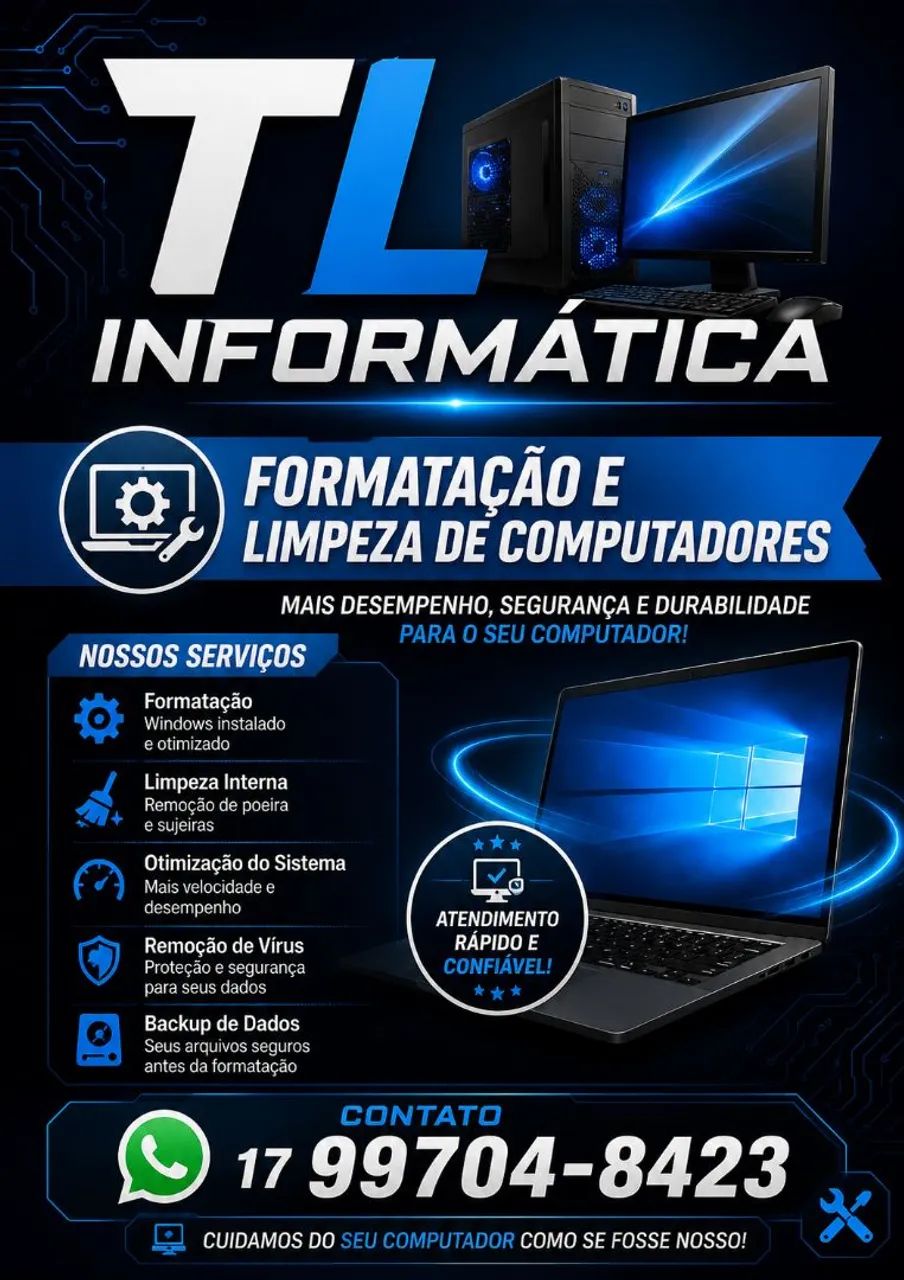Formatação de notebooks e computadores 80 reais 