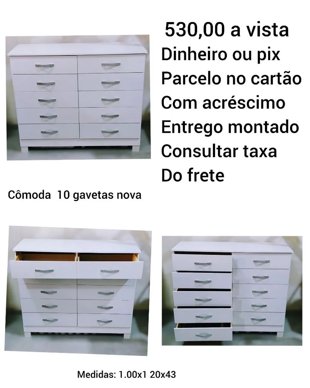 Cômoda 10 gavetas nova
