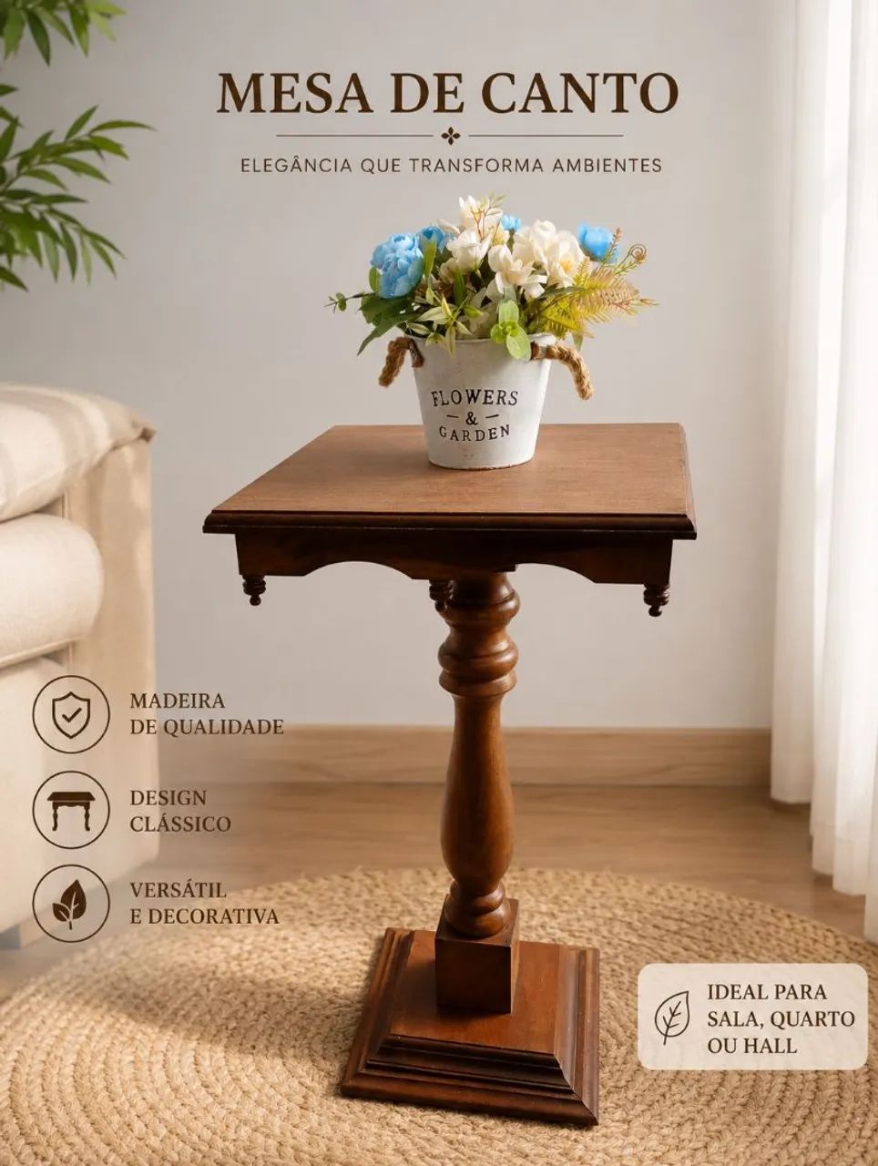 Mesa de canto em madeira nobre - Foto 2