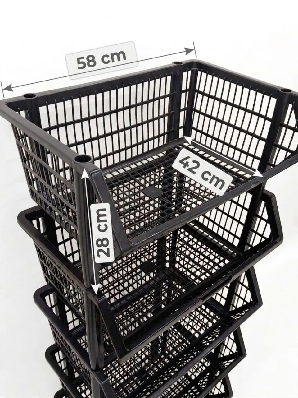 Cesto Empilhável Grande 58cm Preto  - Foto 4