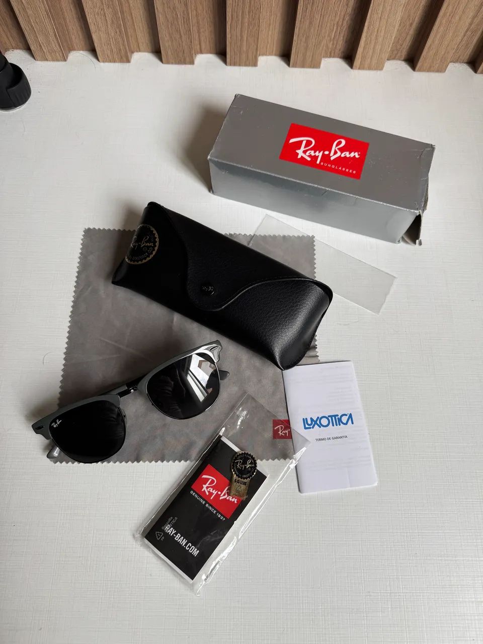Óculos de sol rayban original clubmaster matal - Foto 2