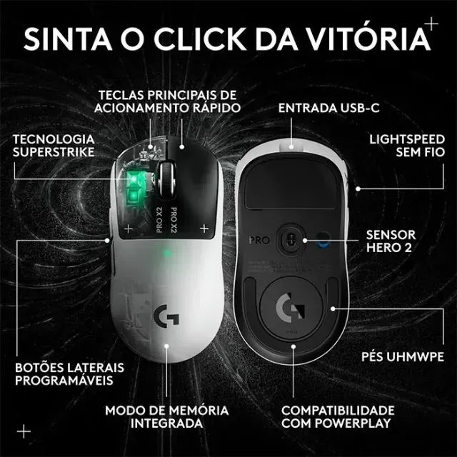 Mouse Gamer Sem Fio Logitech G PRO X2 SUPERSTRIKE LIGHTSPEED