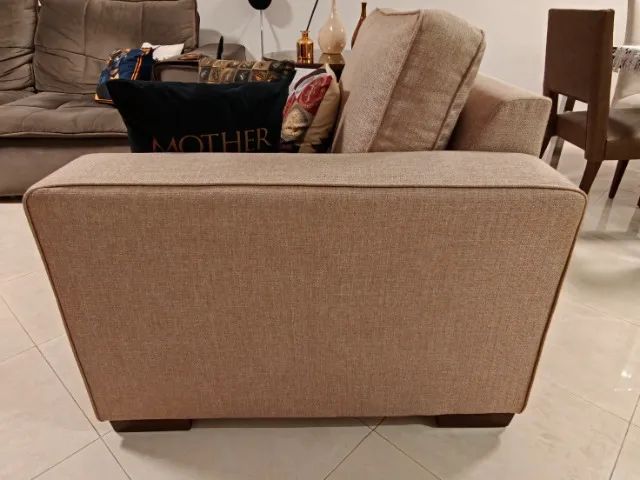 Poltrona Nova Linho Moderna Linda Assento e Encosto Removíveis com Zíper - Foto 4