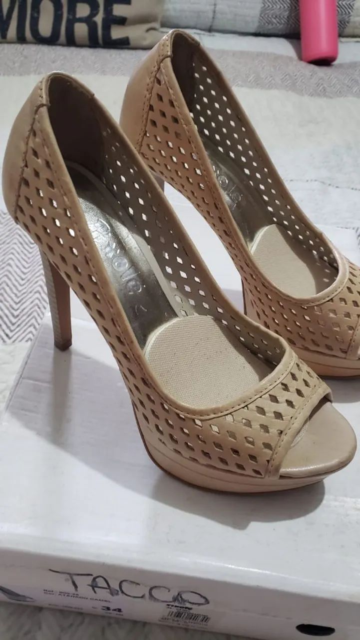 Peep toe Nude em Couro - Foto 3