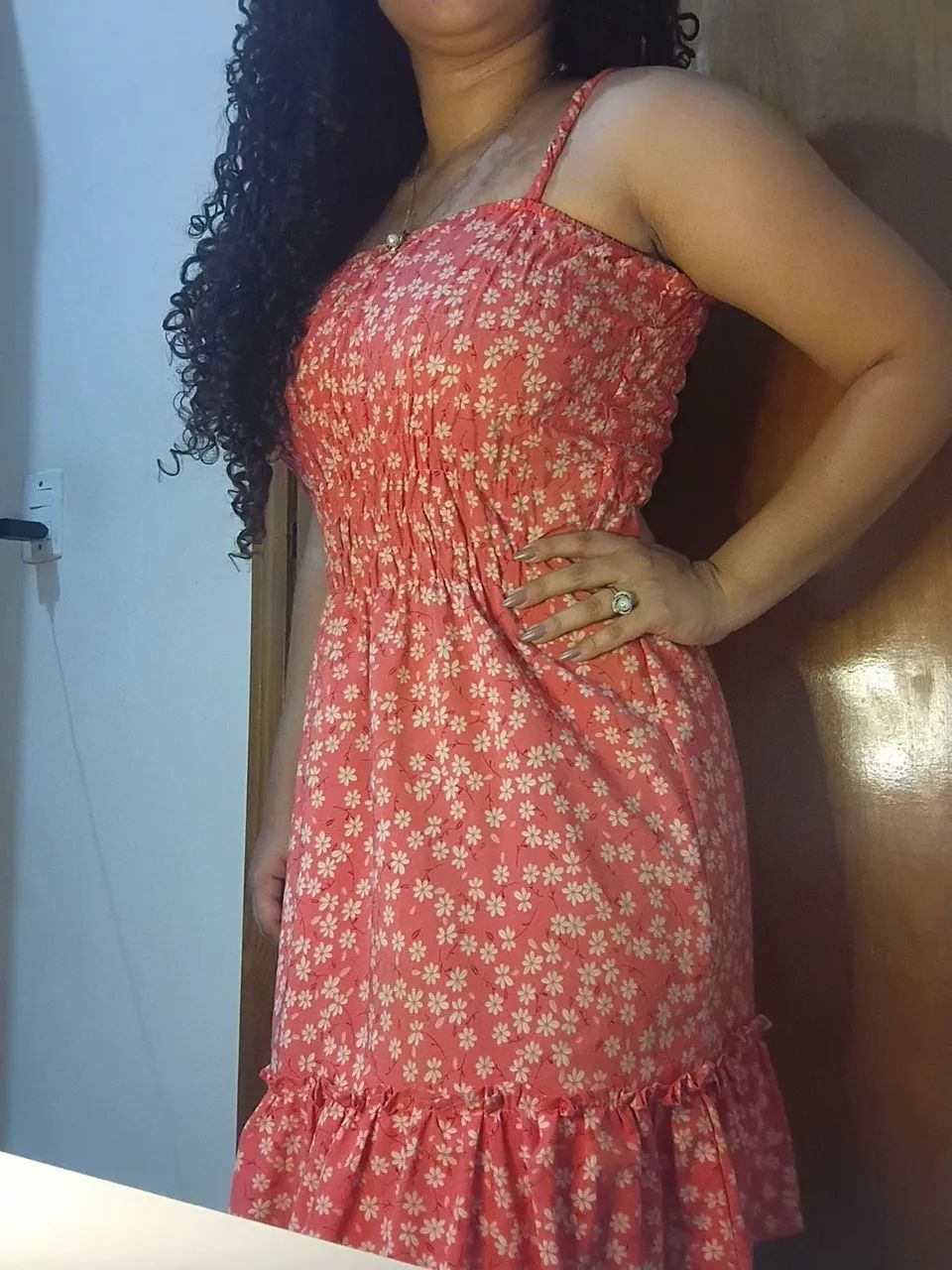Vestido Rosa Longo Florido (Brechó) - Foto 5