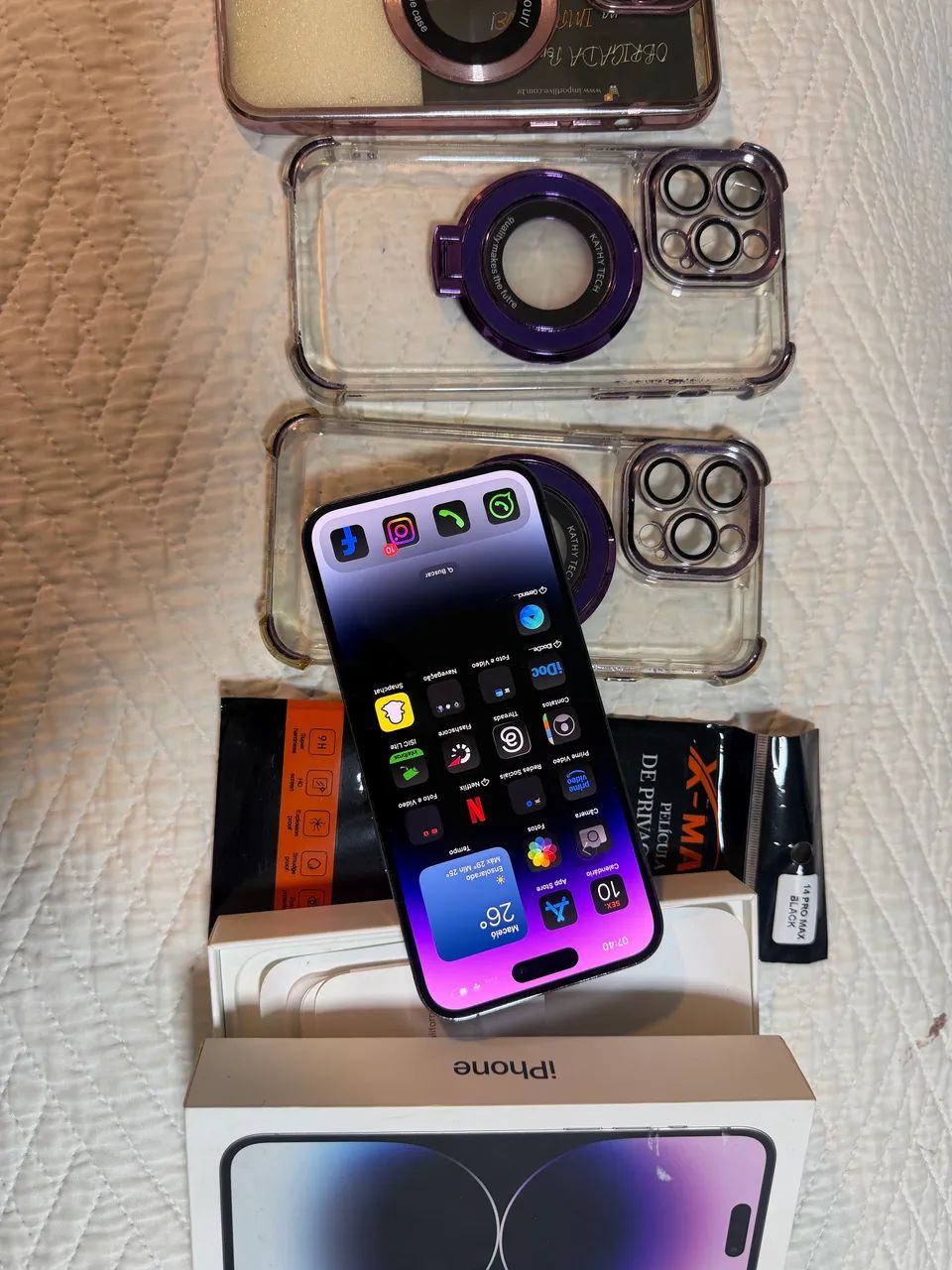 iPhone 14Pro Max  (IMPECÁVEL)  + película + capas - Foto 2