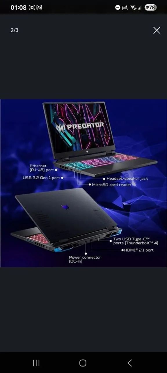 Notebook Gamer Acer Predator Helios Neo 16 - Foto 2