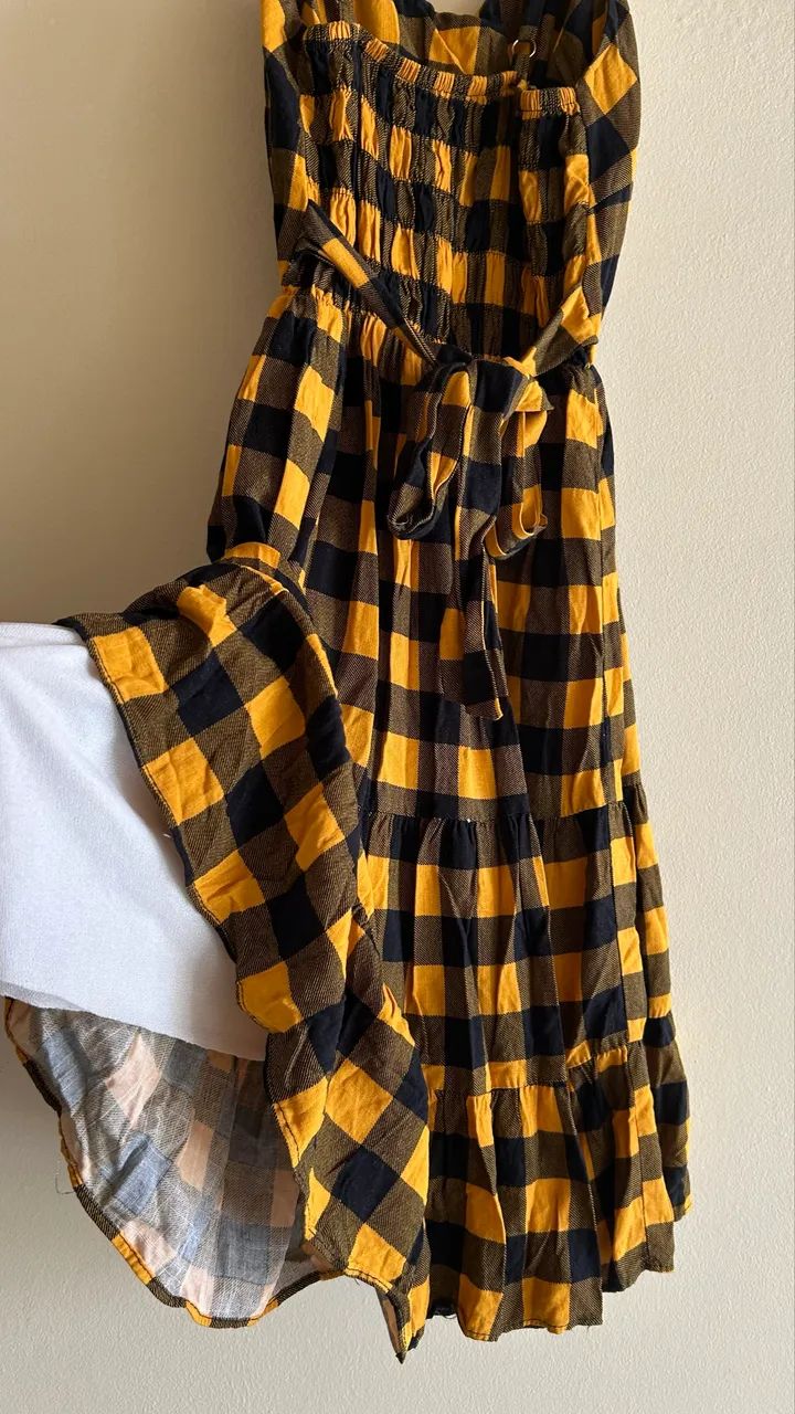 Vestido xadrez curto amarelo - Foto 2