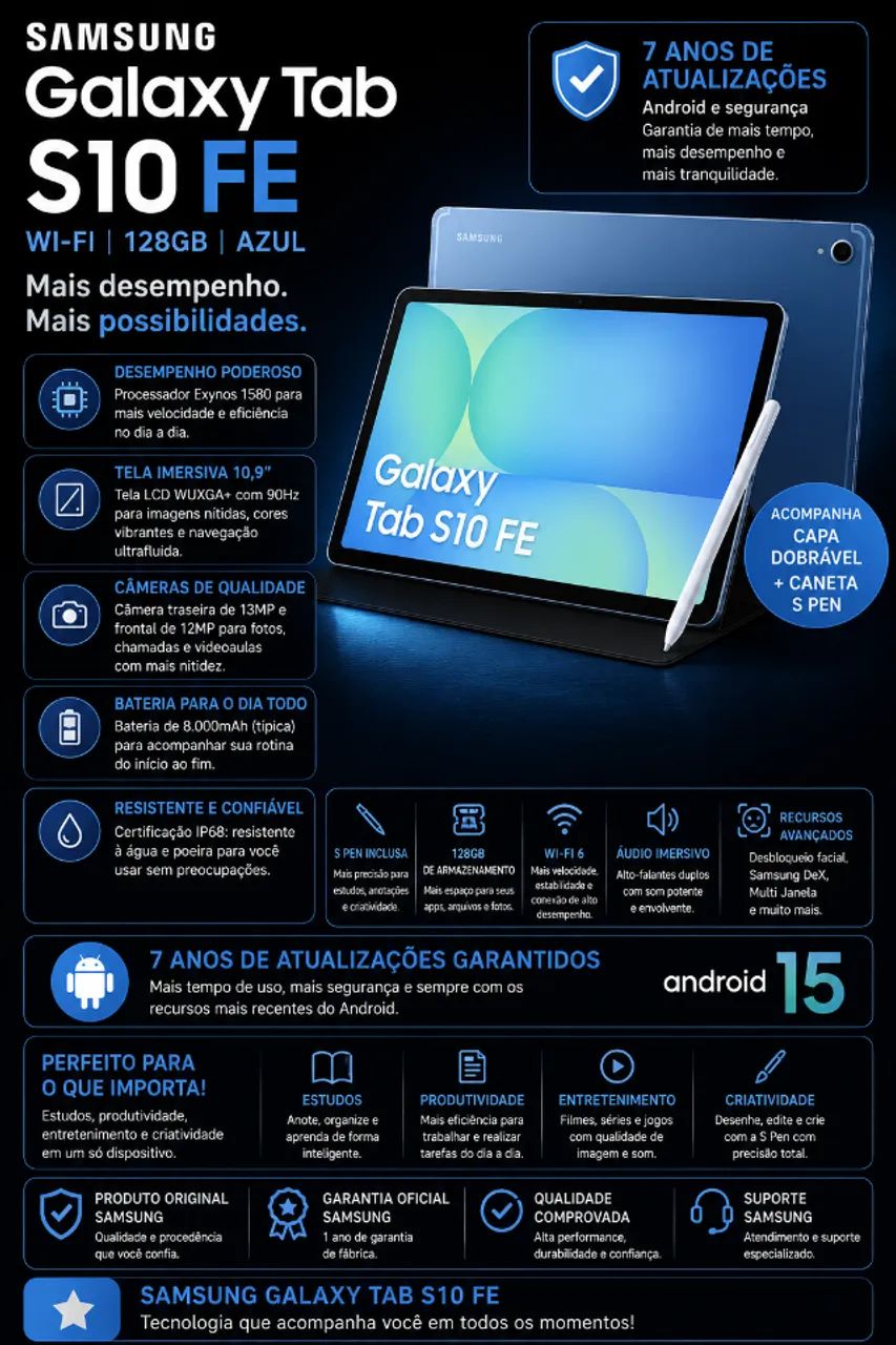 (LACRADO) Tab S10 FE wi-fi 128GB - Azul