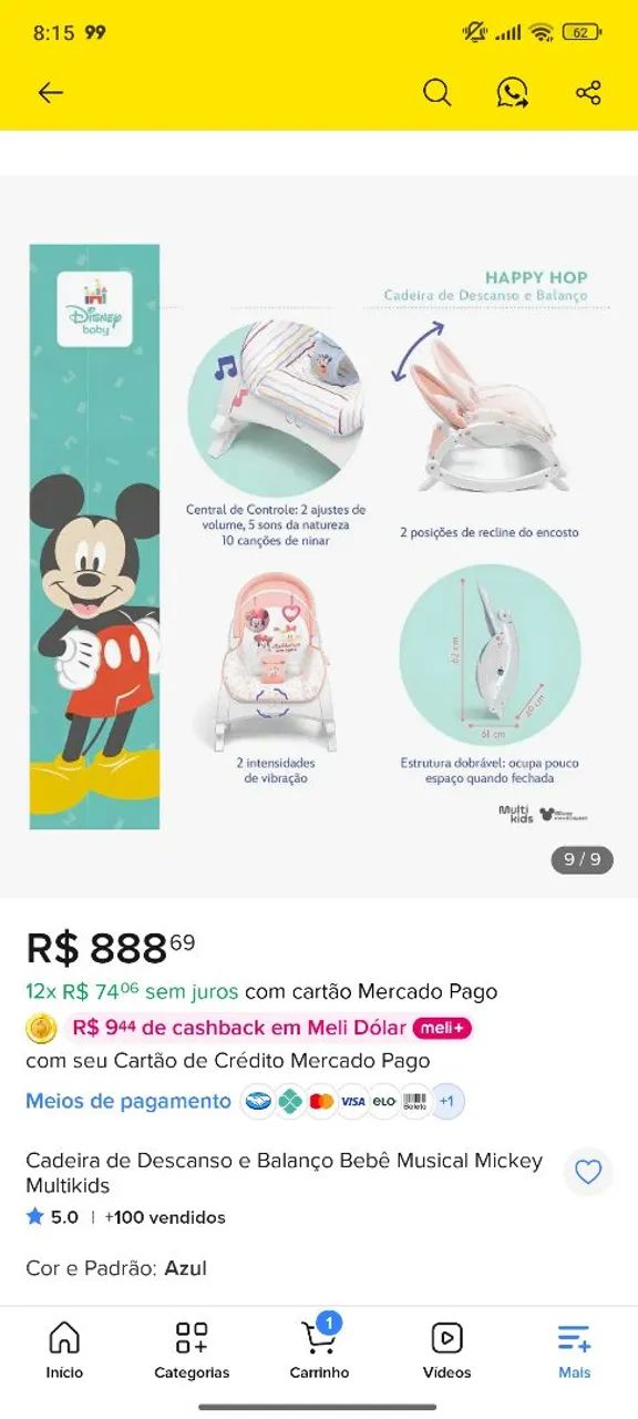 Cadeira de balanço bebe minnie - Foto 3