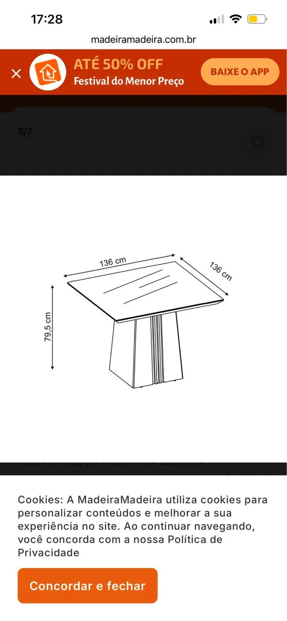 Conjunto Mesa quadrada de madeira com 8 cadeiras. - Foto 5
