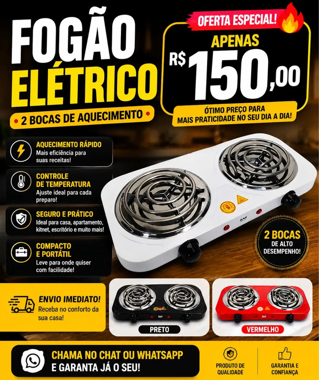 Fogareiro elétrico 2 bocas 