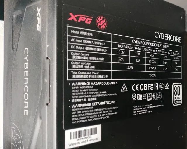 Fonte 1000w real de PC Gamer XPG Cybercore Platinum Full Modular - Foto 2