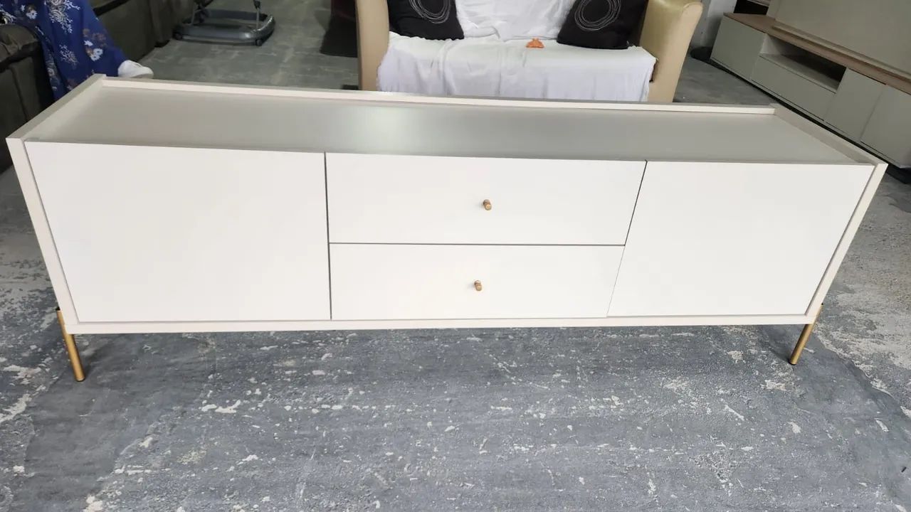 Rack para TV até 75 polegadas em MDP, 2 gavetas, 2 portas basculantes com 2 pistões c - Foto 5