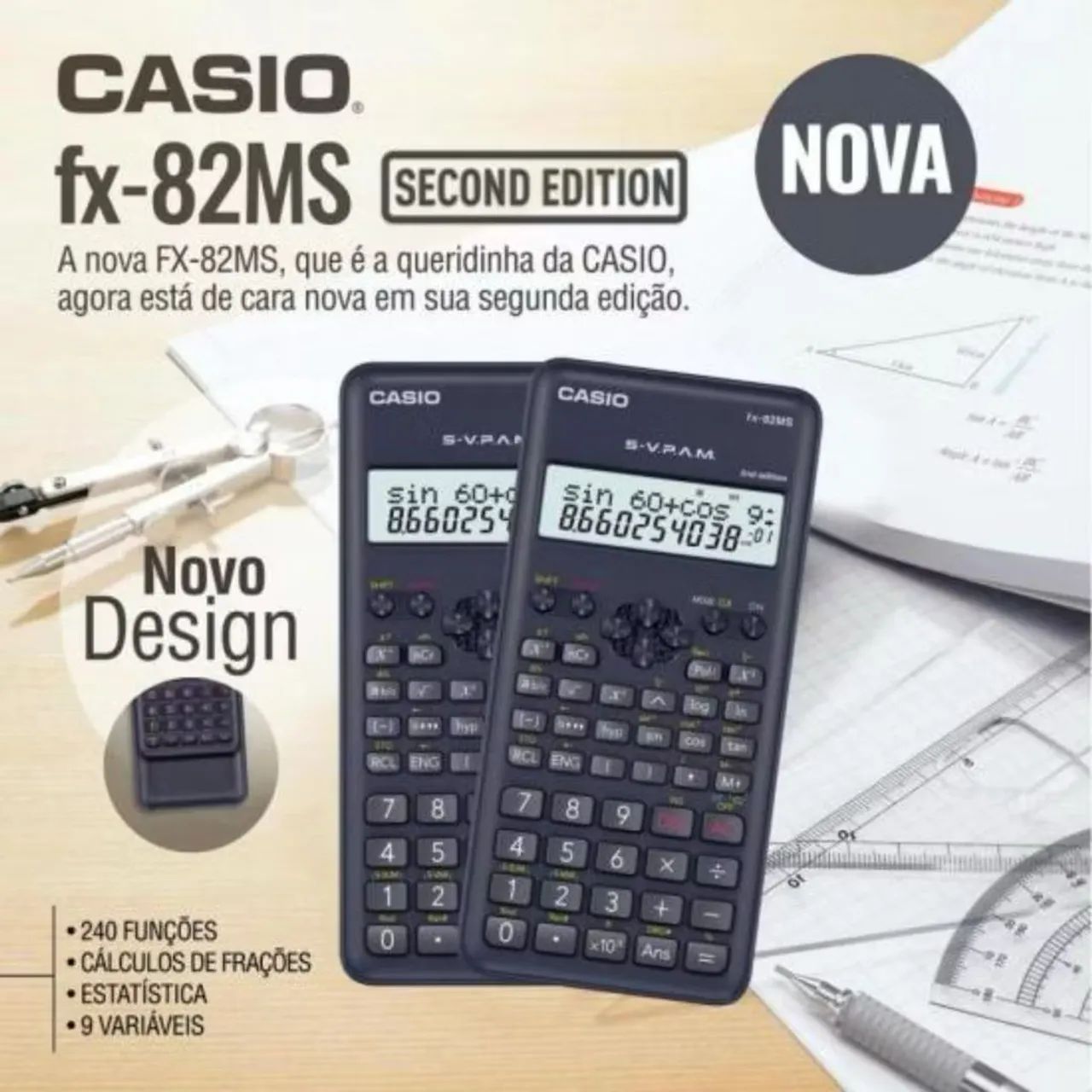 Calculadora Cientifica Fx 82 ms Original FX-82MS 240 Funçoes