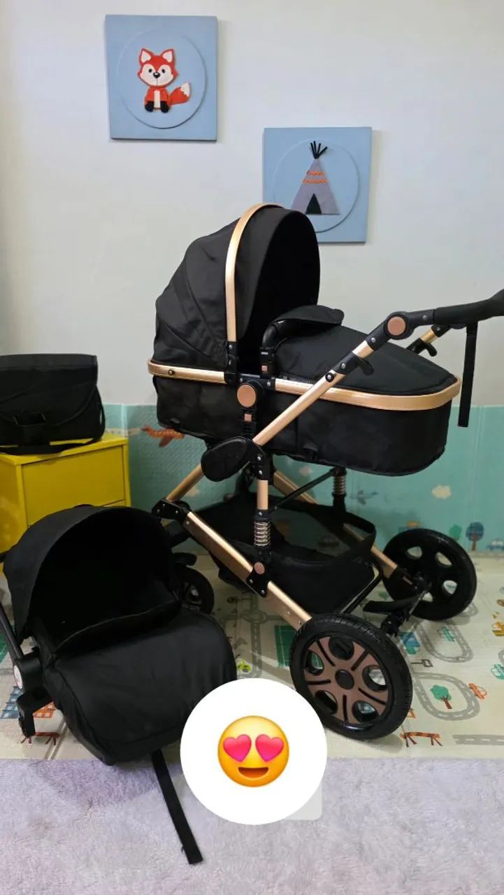 Carrinho de bebê com bebê conforto europeu  - Foto 2