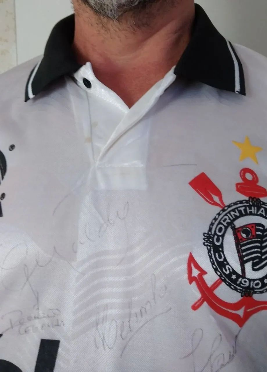 camisa corinthians 1990 original de época autografada