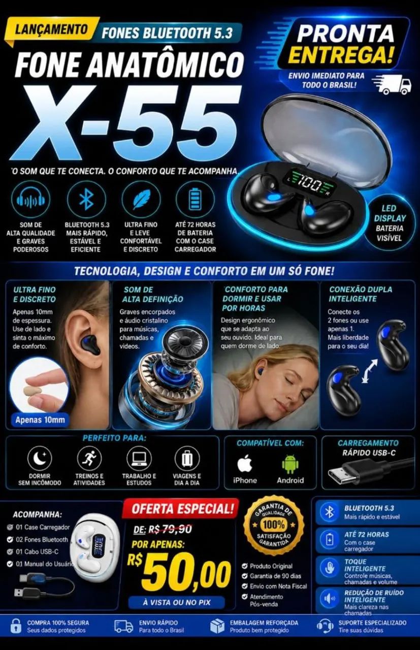 Fone anatômicos para esportes 