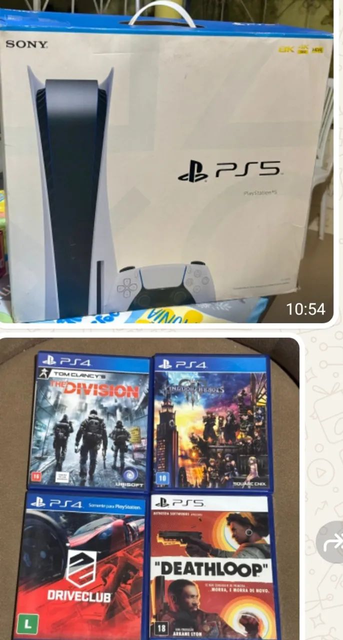 Ps5 completo na caixa com 3 jogos