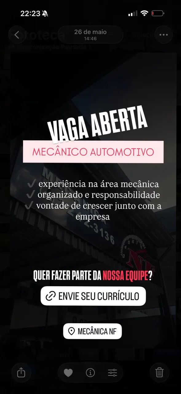 Vaga de mecânico automotivo, mecânica NF 