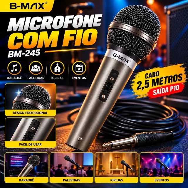 Microfone musical com fio 