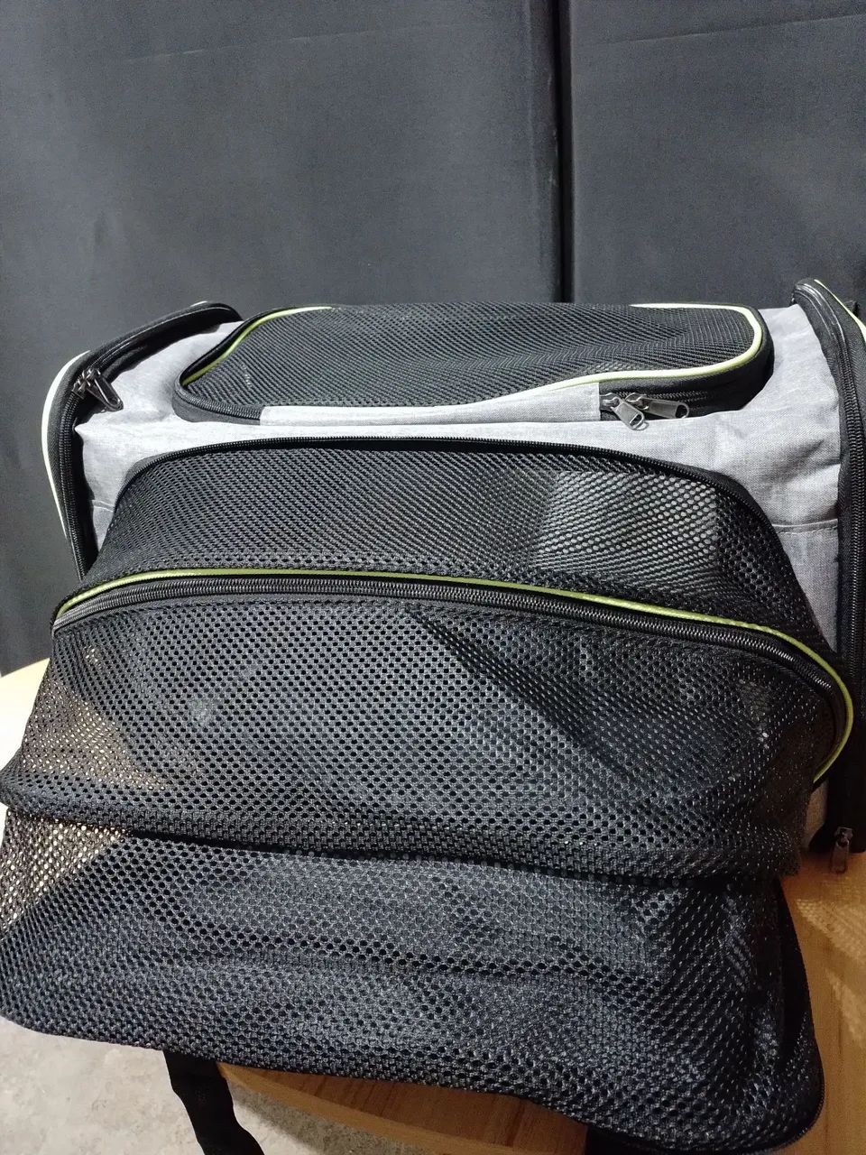 Bolsa De Transporte Pet nova Expansiva Cachorro Gato Viagem Avião cinza com amarela!<br> - Foto 4