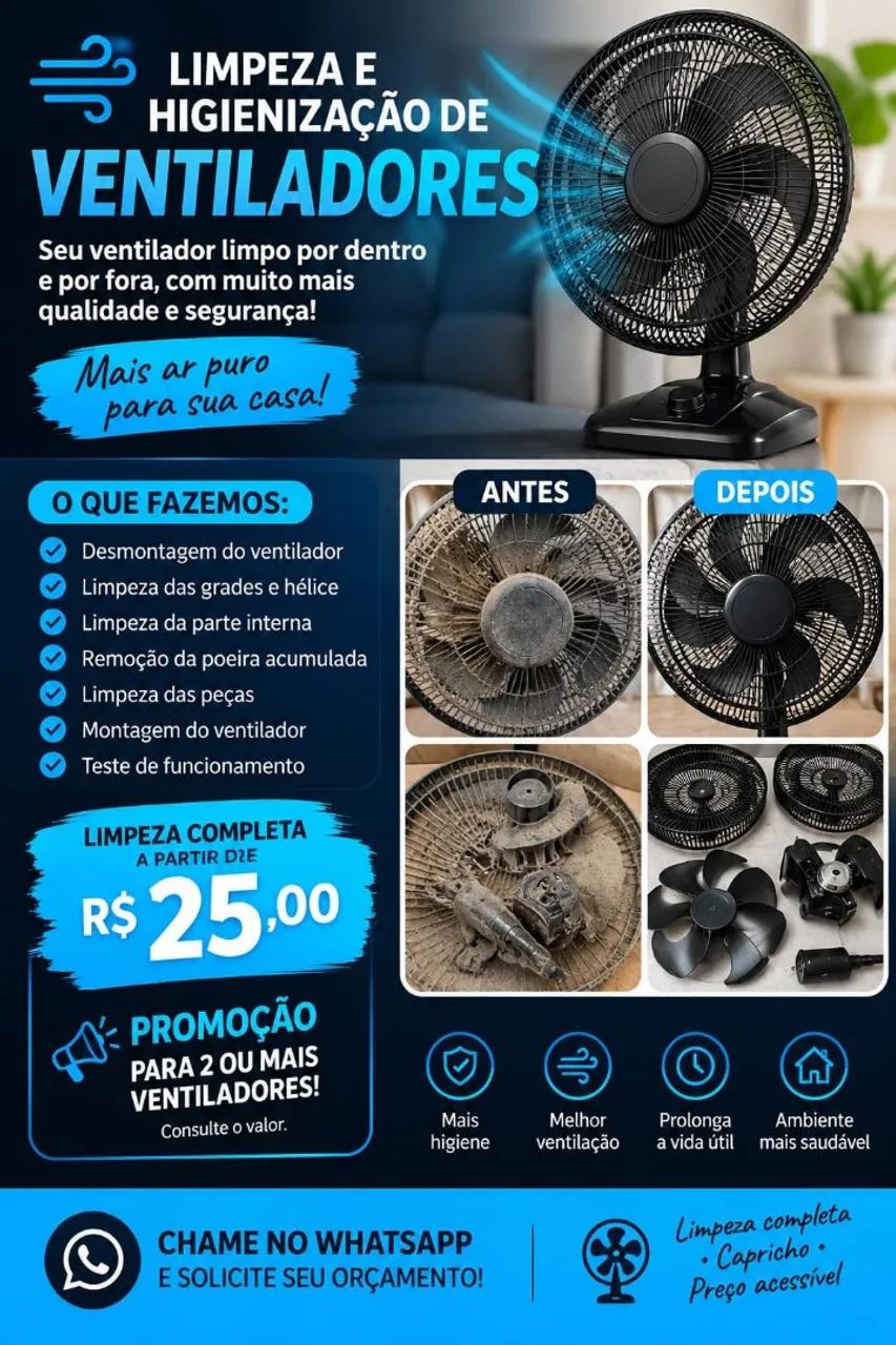 Limpeza interna e externa de ventiladores 