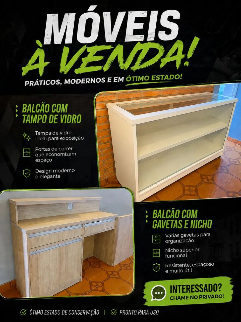 Oportunidade, balcão vitrine e balcão recepção 
