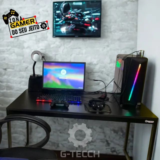 Mesa Gamer Reforçada 1,2 m NOVA Multiuso Estilo Industrial para Computador Notebook Office