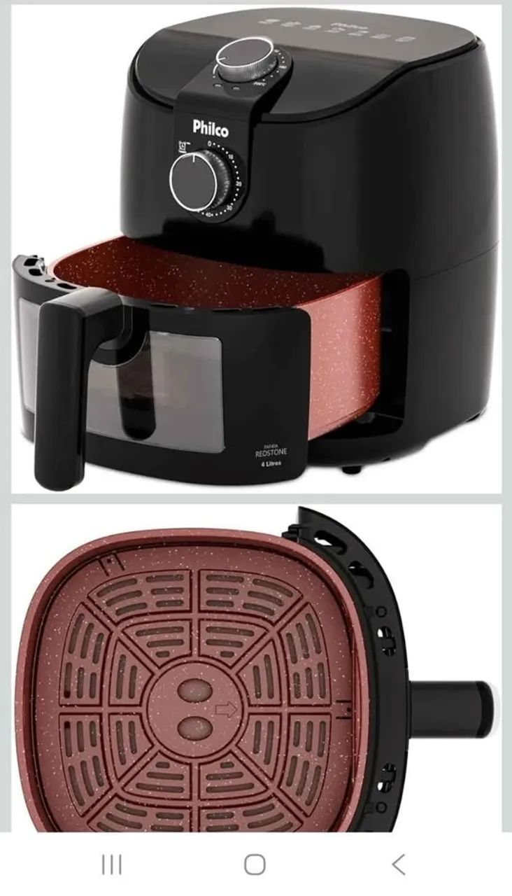 Fritadeira elétrica - Air fryer Philco 4L Revestimento Redstone e Visor - Nova!