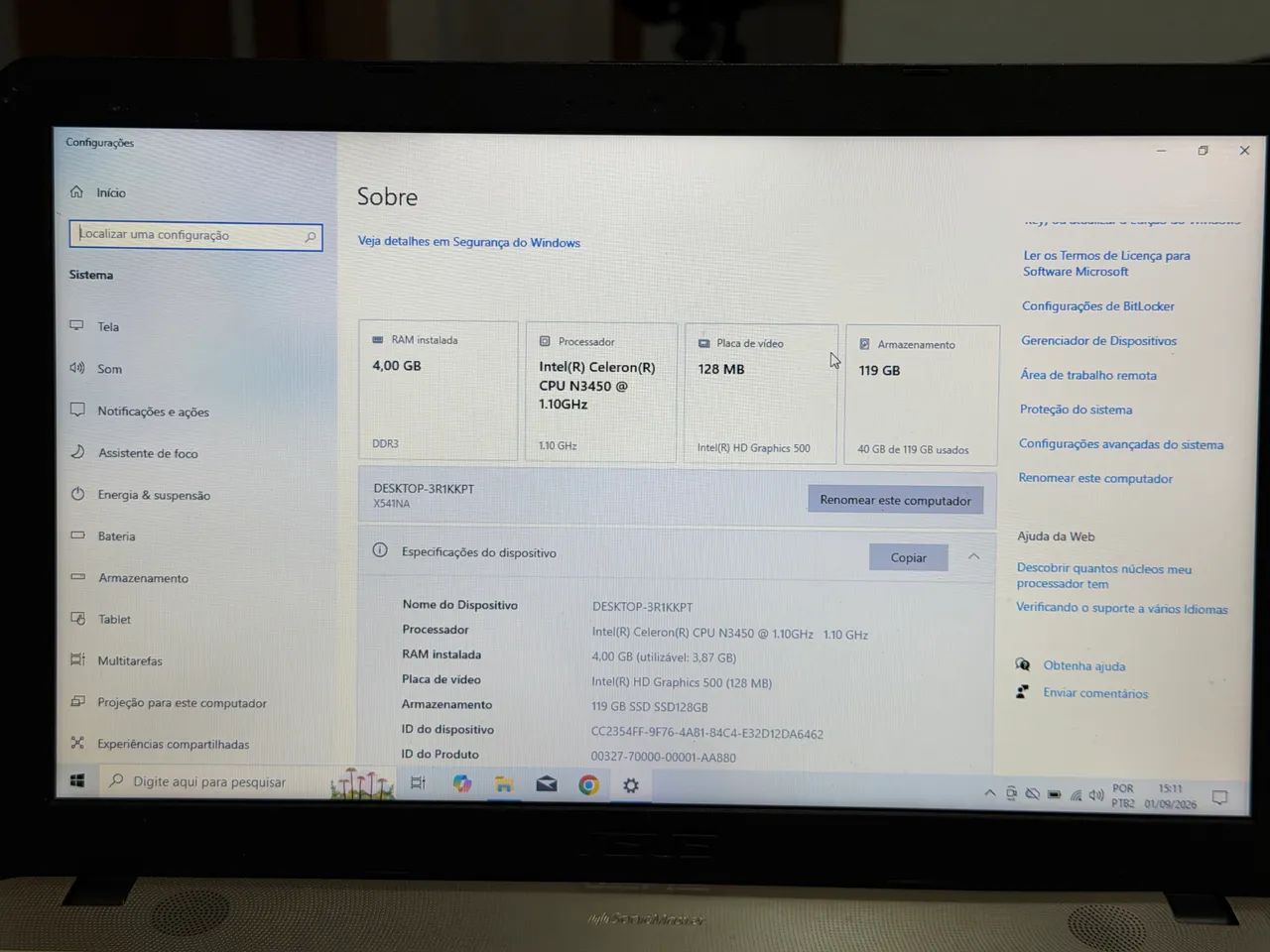 Notebook Asus Intel Celeron , 4GB, 120GB - Foto 4